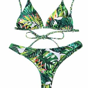 NWT ZAFUL Tropical Palm Print Bathing Suit - Green